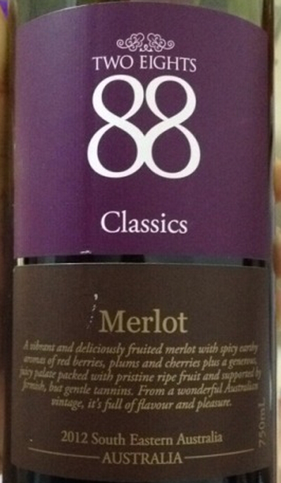 88经典梅洛干红Two Eights Classics Merlot