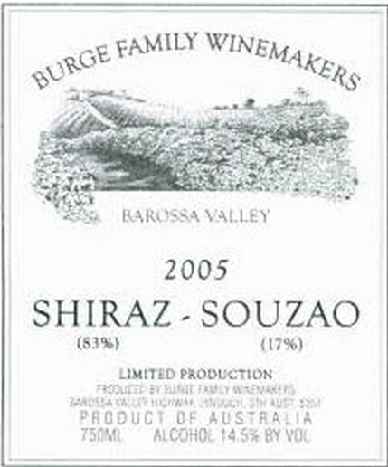 伯格家族西拉-索沙鸥干红Burge Family Winemakers Shiraz - Souzao