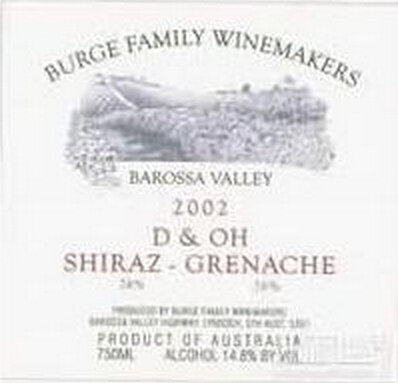 伯格家族D&OH西拉-歌海娜干红Burge Family Winemakers D&OH Shiraz - Grenache