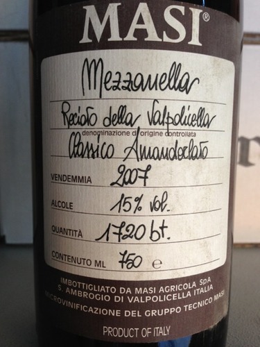 马西梅莎娜拉经典瓦坡里西拉雷乔托甜红Masi Mezzanella Amandorlato Classico Recioto della Valpolicella