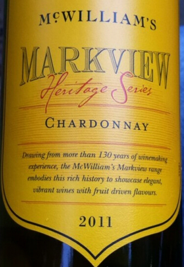 麦克威廉马克传承系列霞多丽干白McWilliam's Markview Heritage Series Chardonnay