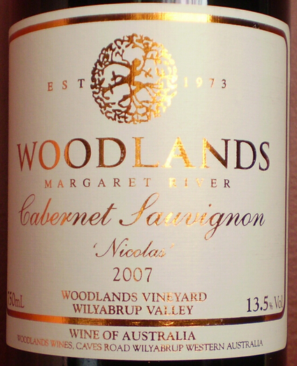 伍德兰斯尼古拉斯赤霞珠干红Woodlands Nicolas Cabernet Sauvignon 