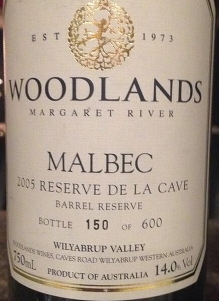 伍德兰斯山洞系列珍藏马尔贝克干红Woodlands de la Cave Reserve Malbec