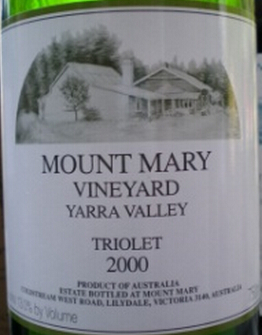 玛丽山特里奥莱干白Mount Mary Vineyard Triolet White Blend