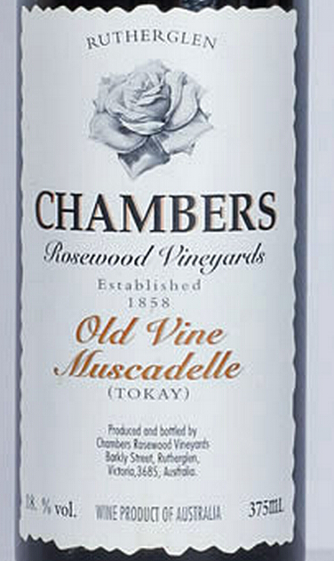 钱伯斯老藤密斯卡岱甜白Chambers Rosewood Vineyards Old Vine Muscadelle