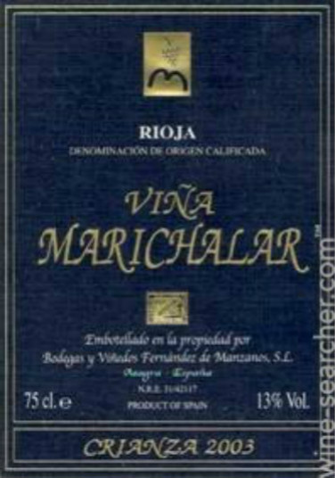 曼扎诺思酒堡玛丽奇拉陈酿干红Manzanos Wines Vina Marichalar Crianza