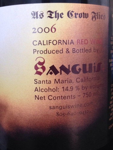 Sanguis 'As the Crow Flies' Syrah - Viognier