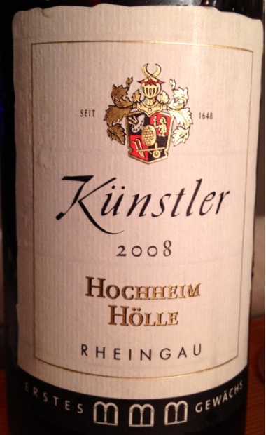 孔斯特艺术家顶级酒庄雷司令白葡萄酒KÜNSTLER Hochheimer Hölle Riesling Erstes Gewächs 