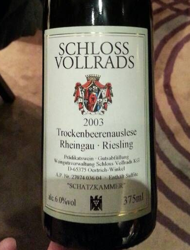 沃尔莱茨弗拉德骑士贵腐精选雷司令甜白Schloss Vollrads Trockenbeerenauslese Riesling