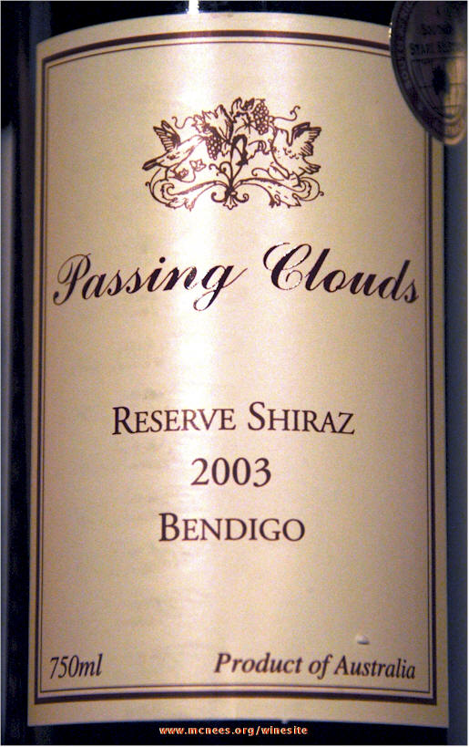 浮云珍藏设拉子干红Passing Clouds Reserve Shiraz