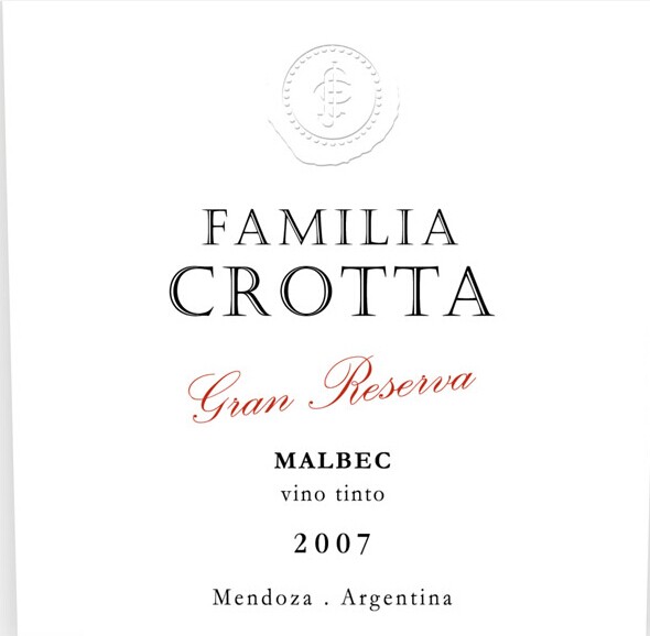 克罗塔家庭系列特级珍藏马尔贝克干红Bodegas Crotta Familia Crotta Gran Reserva Malbec