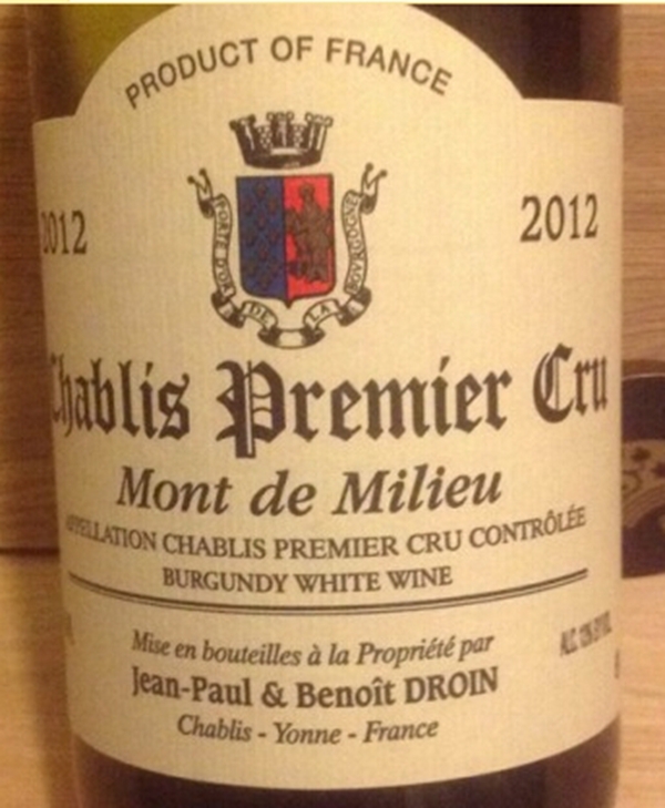 杜瓦安夏布利一级园美利山干白Domaine Jean-Paul & Benoit Droin Chablis Premier Cru Mont de Milieu