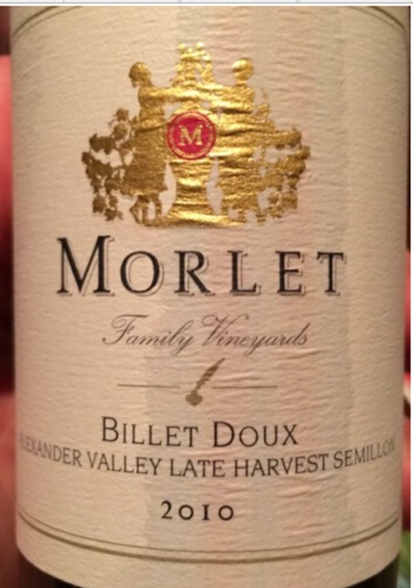 莫莱方钢晚熟赛美容白Morlet Family Vineyards Billet Doux Late Harvest Semillon