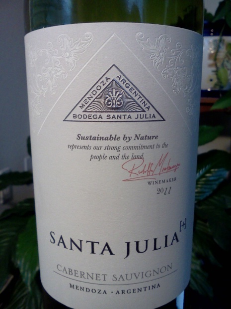 朱卡迪园桑塔茱莉亚赤霞珠干红Familia Zuccardi Santa Julia Cabernet Sauvignon