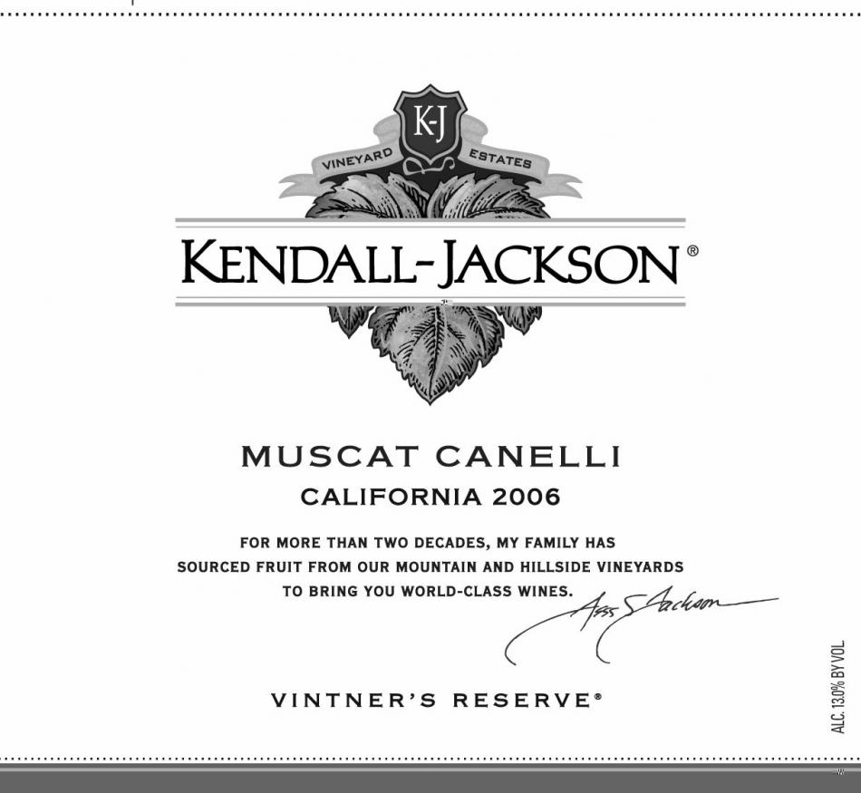 肯德-杰克逊酿酒师珍藏白麝香干白Kendall Jackson Vintner's Reserve Muscat Canelli