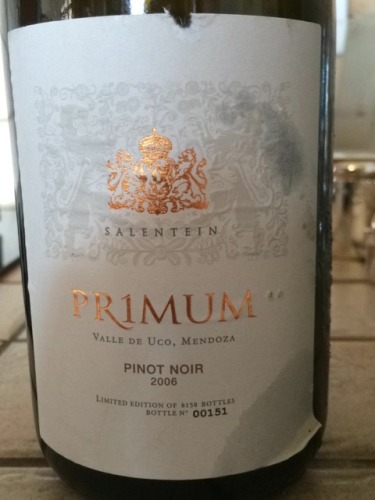 萨兰亭顶级黑皮诺干红Salentein Primum Pinot Noir