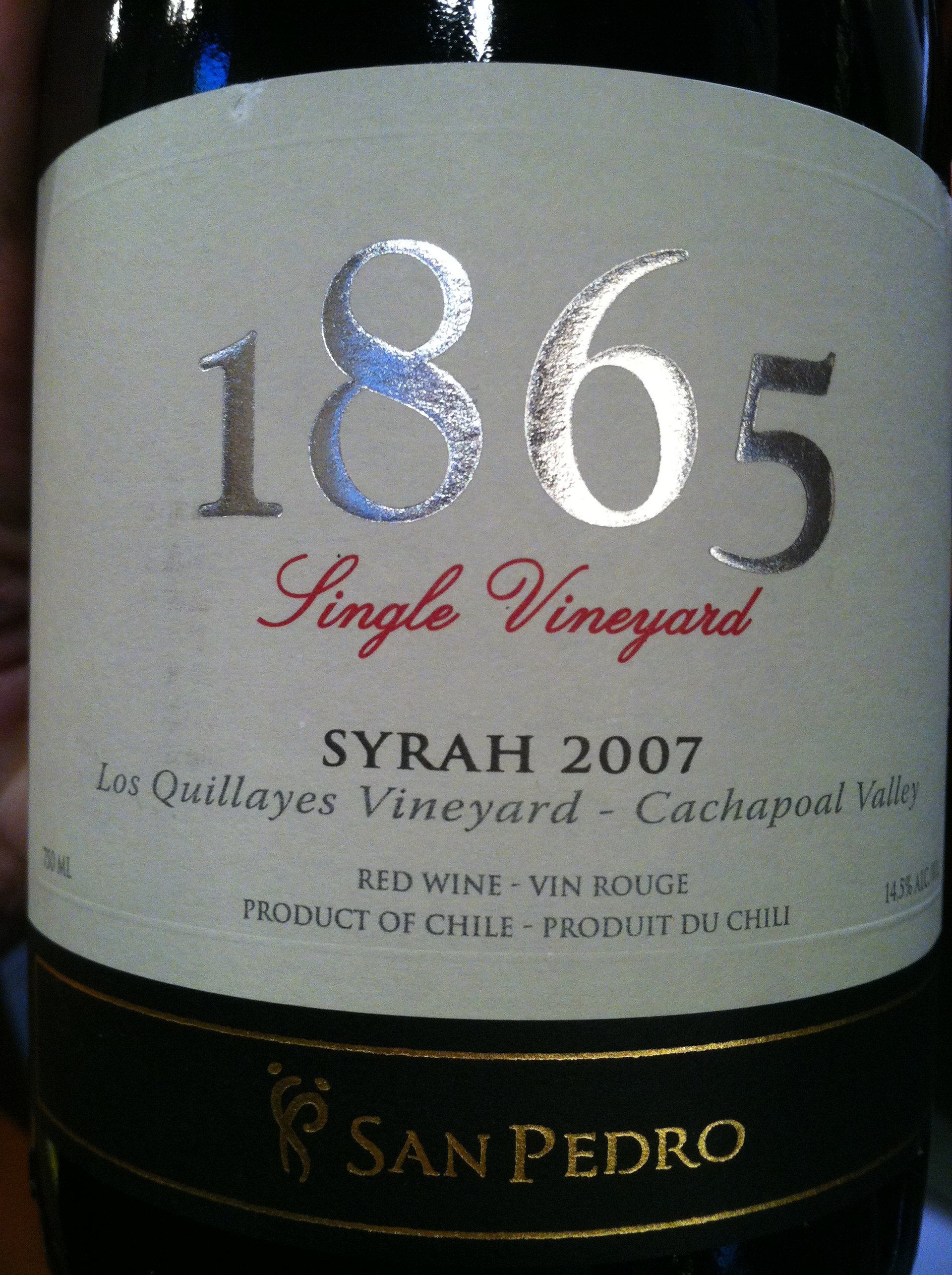 圣派德罗1865西拉干红Vina San Pedro 1865 Single Vineyard Syrah