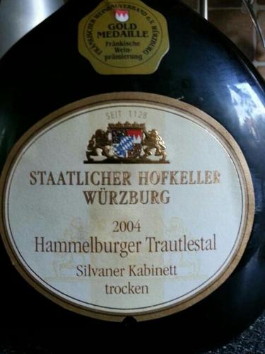 斯塔利榭尔托尔类斯塔西万尼小房酒Staatlicher Hofkeller Hammelburger Trautlestal Silvaner Kabinett Trocken