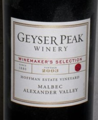 盖世峰大师精选霍夫曼园马尔贝克干红Geyser Peak Winemaker's Selection Hoffman Estate Vineyard Malbec