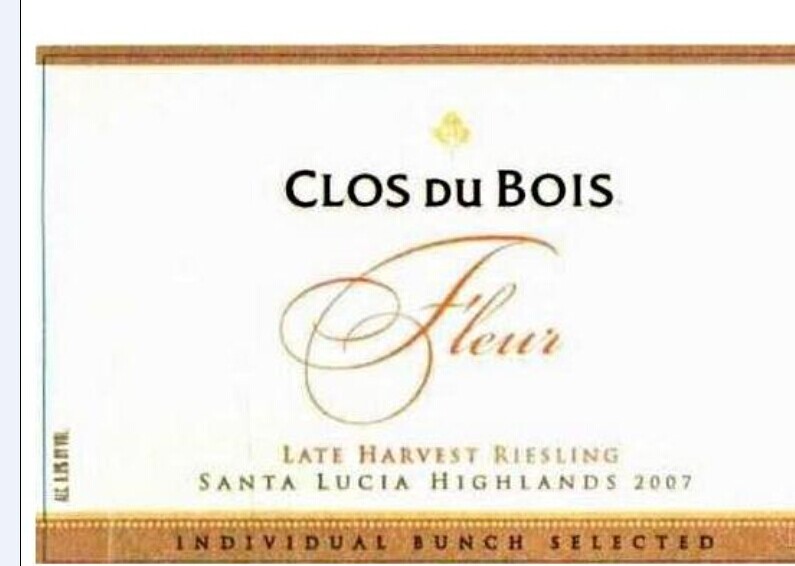 宝林酒堡粉状迟摘雷司令干白Clos du Bois Fleur Late Harvest Riesling