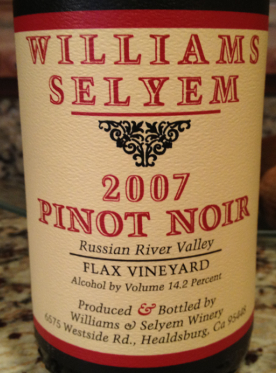 威廉斯乐姆酒庄亚麻园黑皮诺干红Williams Selyem Estate Vineyard Flax Vineyard Pinot Noir