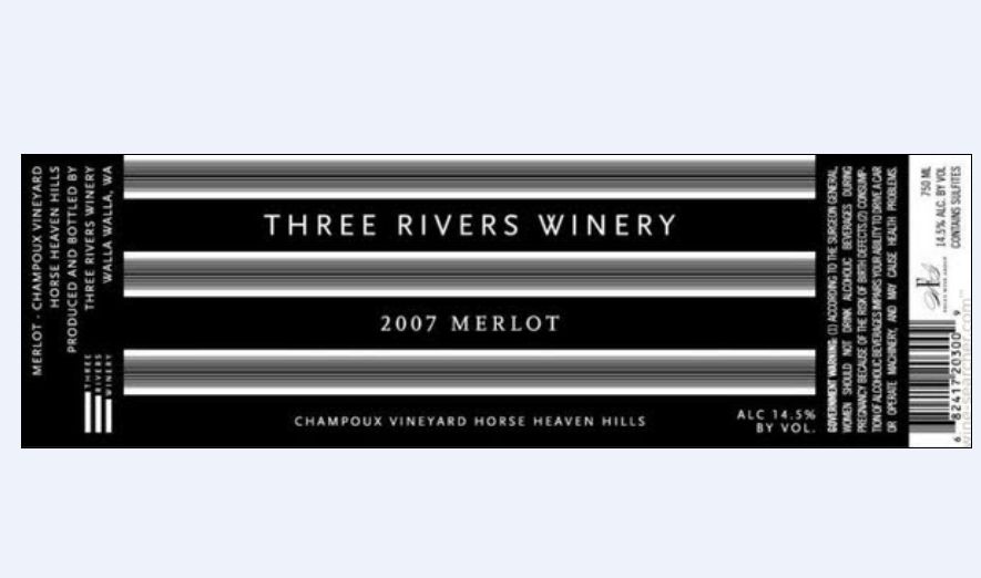 三河酒庄尚普园梅洛干红Three Rivers Champoux Vineyard Merlot