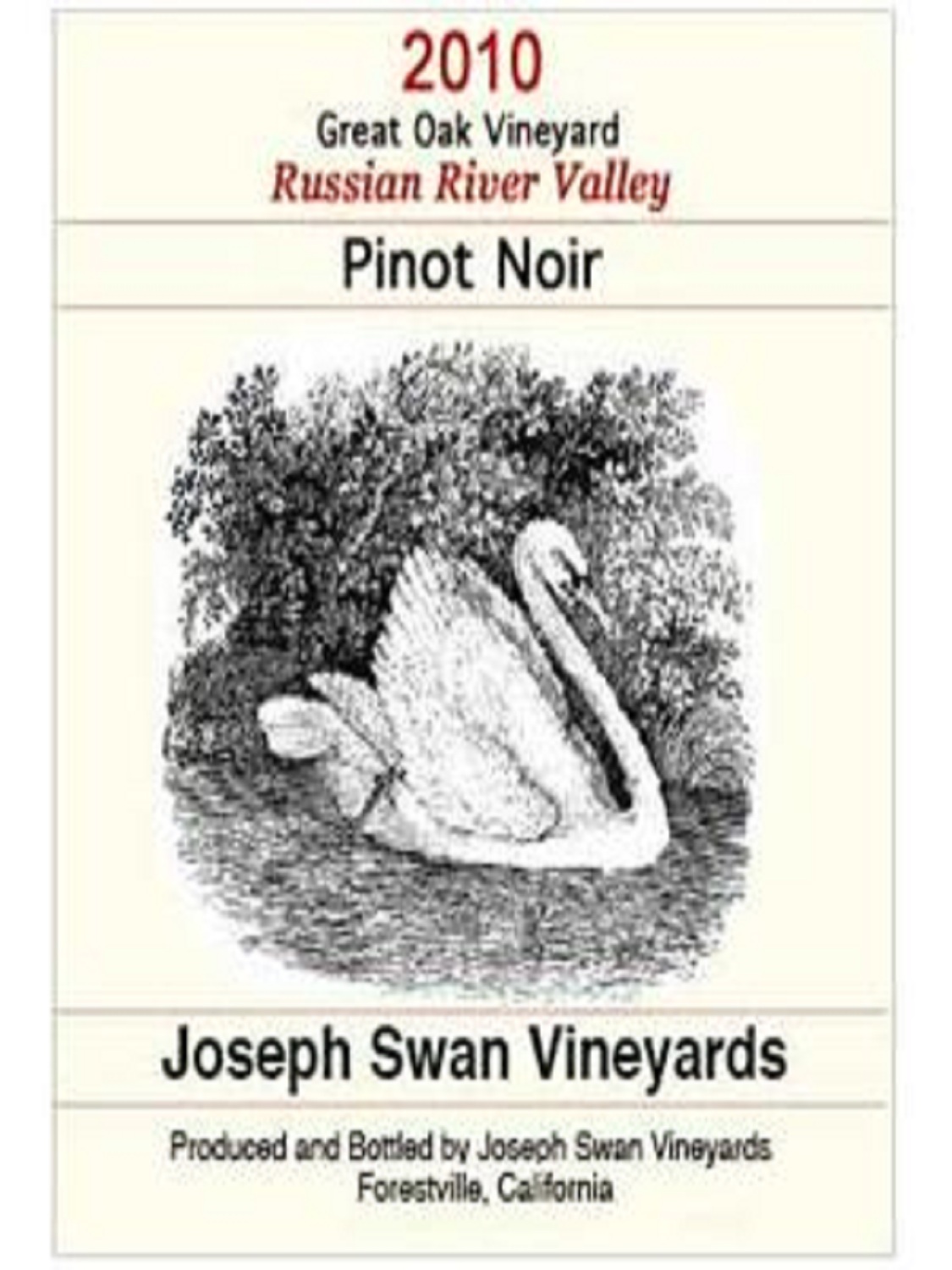 约瑟夫斯旺大橡树园黑皮诺干红Joseph Swan Vineyards Great Oak Vineyard Pinot Noir