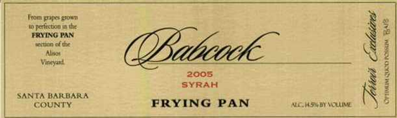 巴科克煎锅西拉干红Babcock Vineyards Frying Pan Syrah