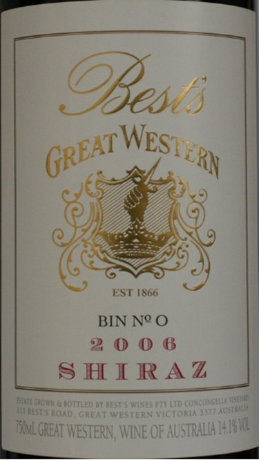 贝思酒庄大西区0号西拉干红Best's Great Western Bin No.0 Shiraz