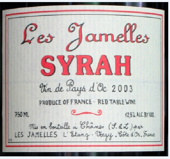 莱礼士西拉Les Jamelles Syrah