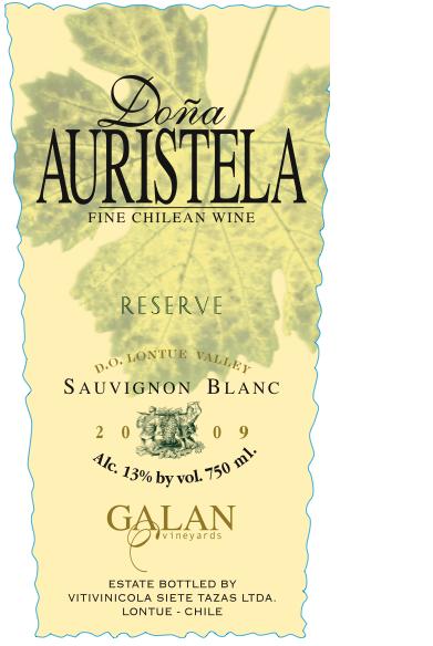 嘉伦奥利特拉夫人长相思干白Galan Vineyards Dona Auristela Reserve Sauvignon Blanc