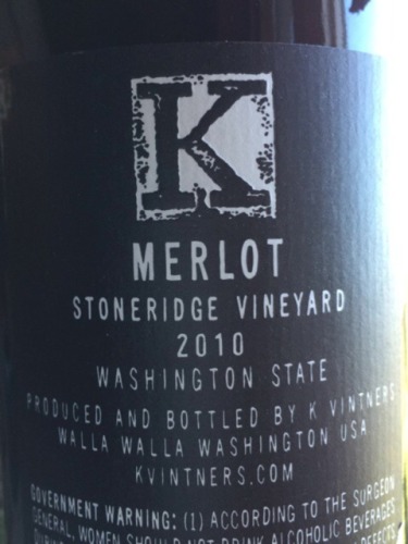 K酒庄石岭园梅洛干红K Vintners Stoneridge Vineyard Merlot