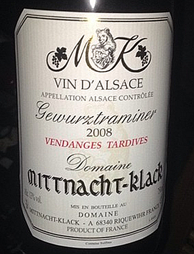 米特·克拉克酒庄琼瑶浆晚收甜白Domaine Mittnacht-Klack Gewurztraminer Vendange Tardive