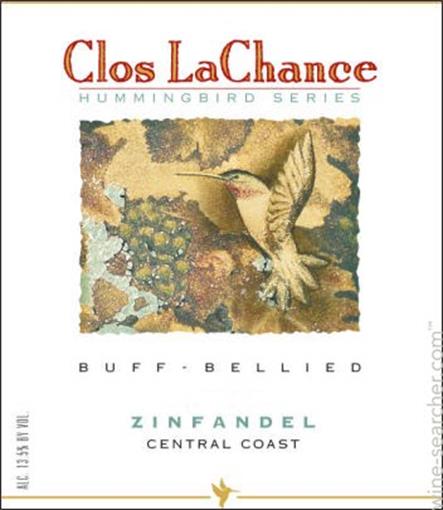 拉甘斯蜂鸟系列布夫贝利仙粉黛干红Clos LaChance Hummingbird Series Buff-Bellied Zinfandel