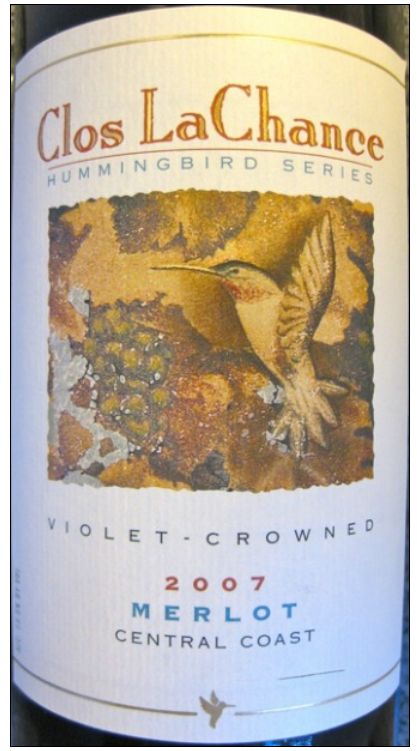 拉甘斯蜂鸟系列紫色王冠梅洛干红Clos LaChance Hummingbird Series Violet-Crowned Merlot