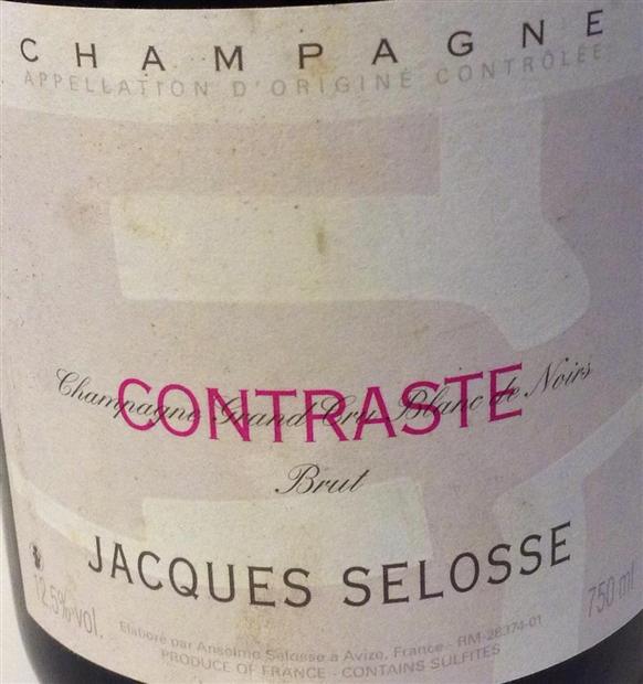 瑟洛斯逆风白中黑高级园香槟Jacques Selosse Contraste Blanc de Noirs Grand Cru Brut