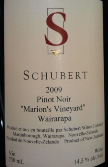 舒伯特黑皮诺干红Schubert Pinot Noir