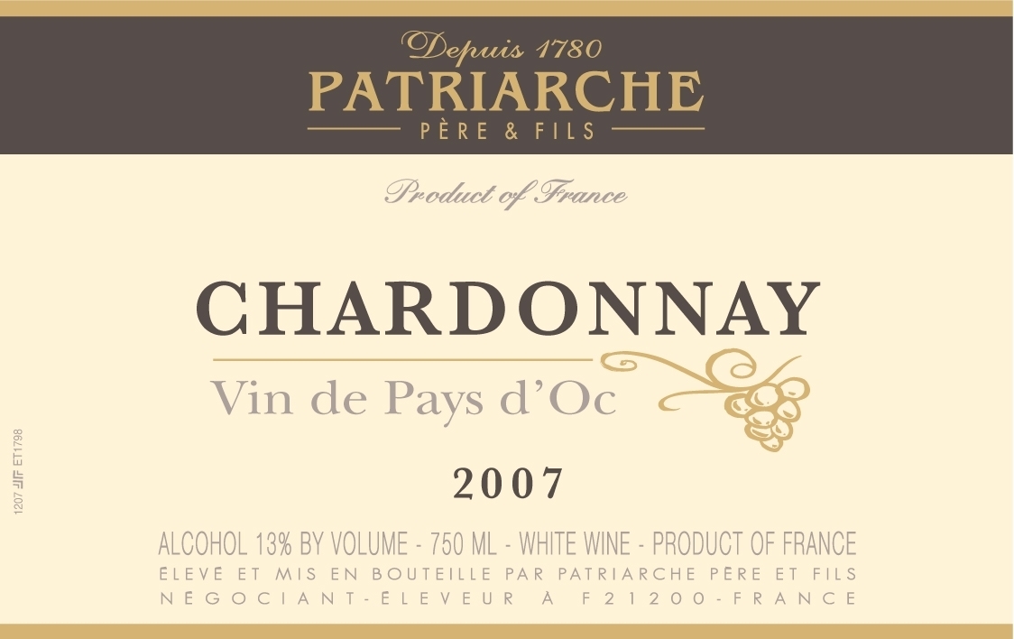 patriarche pere & fils chardonnay (vin de pays d'oc)