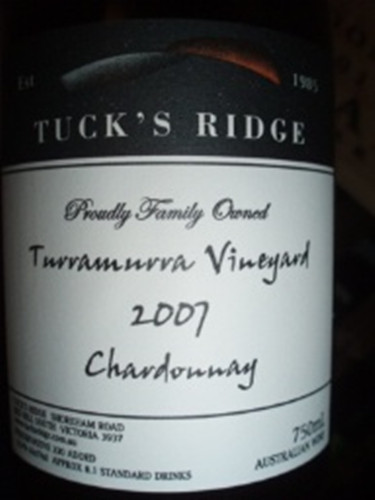 塔克山脊特拉慕拉霞多丽干白Tuck's Ridge Turramurra Vineyard Chardonnay