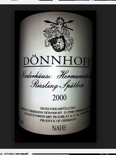 杜荷夫尼德豪塞何曼索金瓶封雷司令迟摘白Weingut Donnhoff Niederhauser Hermannshohle Riesling Spatlese Goldkapsel