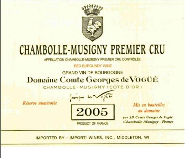 武戈公爵酒庄一级干红（香波-慕西尼村）Domaine Comte Georges de Vogue Premier Cru