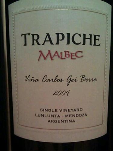 Bodegas Trapiche Malbec Vina Carlos Gei Berra