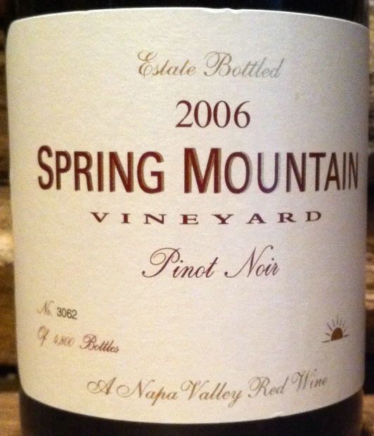 春山黑皮诺干红Spring Mountain Vineyard Pinot Noir