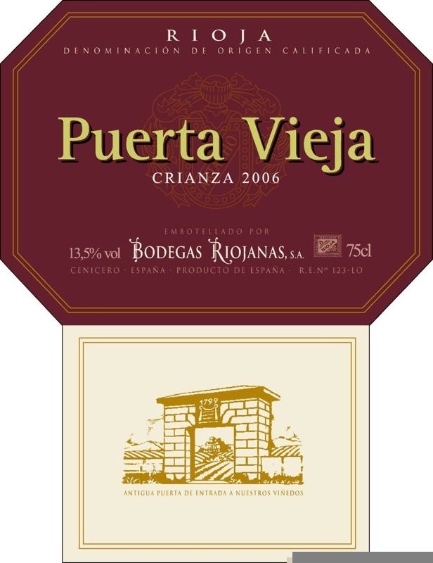 里奥哈普埃尔塔特酿干红Bodegas Riojanas Puerta Vieja Crianza