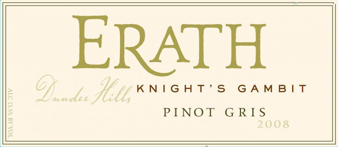 艾拉斯骑士园灰皮诺干白Erath Knight's Gambit Pinot Gris