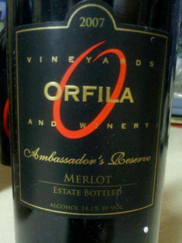 orfila limited bottling ambassador's reserve merlot (san diego county)