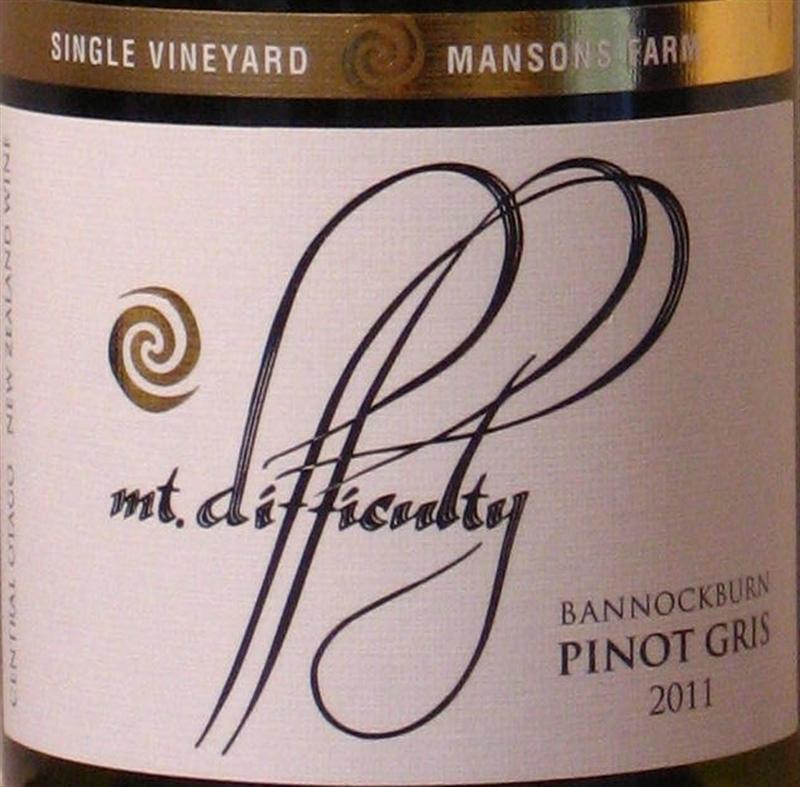 困难山曼森农场灰皮诺白Mt Difficulty Mansons Farm Pinot Gris