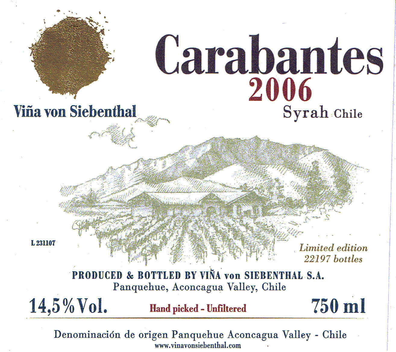 斯尔本塔卡拉万特斯干红Vina von Siebenthal Carabantes