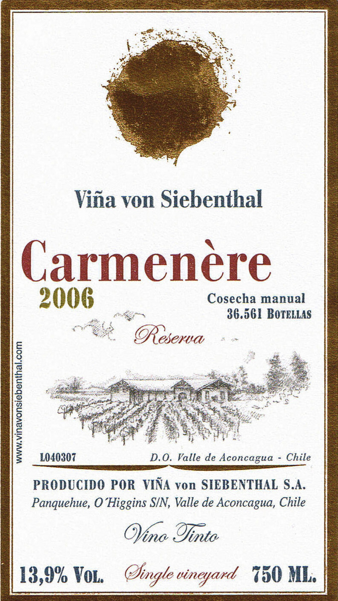 斯尔本塔珍藏佳美娜干红Vina von Siebenthal Carmenere Reserve