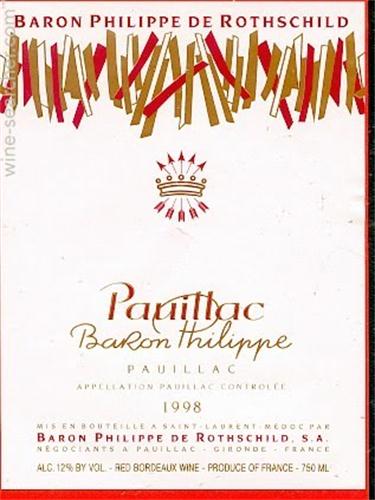 罗斯柴尔德男爵波雅克干红Baron Philippe de Rothschild ‘Pauillac Baron Philippe’